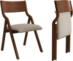 Ball & Cast Folding Dining Chairs Set of 2,Portable Kitchen Chairs with Padded Cushions,Ergonomical Design,Foldable Wood Dining Chairs for Dining Room,Restaurant,Kitchen,Office,Indoor,Taupe+Walnut