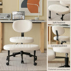 White Velvet Cross Legged Office Chair 360° Swivel Meditation Kneeling Chairs with Wheels, Height Adjustable Seat ADHD Chair, Ergonomic Wide Kneeling Chair with Back Support, Leg Rest