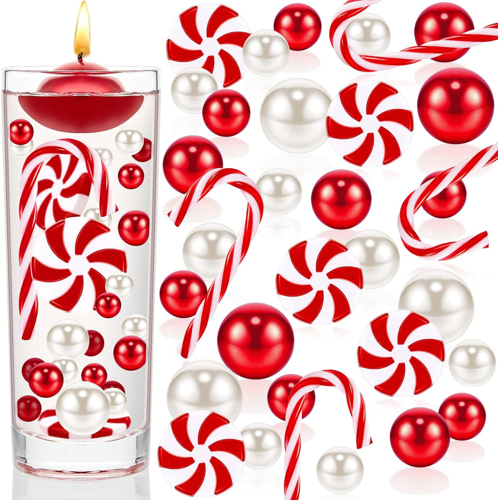 106 Pieces Christmas Vase Filler Pearl for Vase Fillers Floating Candles Centerpiece Beads Vases Pearls Filler for Christmas Home Table Party Decor, Not Included Clear Beads (Classic Style)