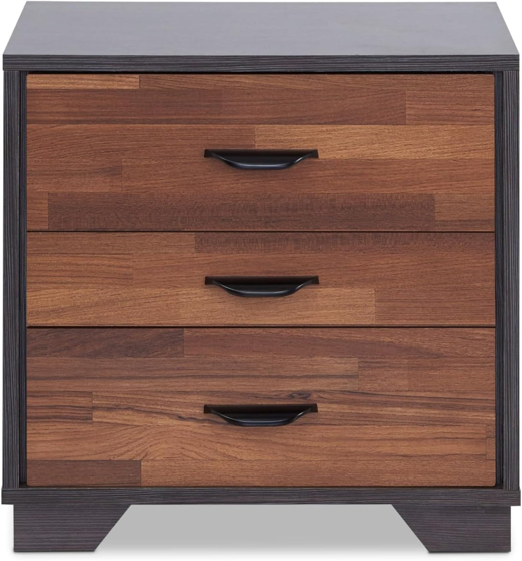 BIGTO Walnut & Espresso Finish Accent Side Table Synthetic Wood End Table 16"*20"*19"Living Room Furniture