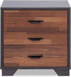 BIGTO Walnut & Espresso Finish Accent Side Table Synthetic Wood End Table 16"*20"*19"Living Room Furniture