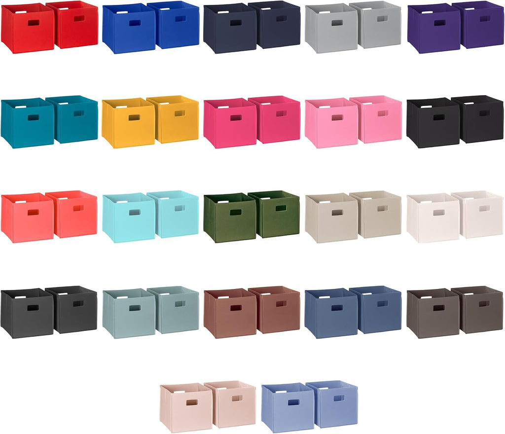 RiverRidge Kids 2pc Fabric Collapsible Storage Cube Organizers with Handles for Playroom Organization - Slate Blue