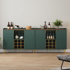 ARTPOWER 48" Wine Bar Cabinet with Fluted Texture, Modern Buffet Sideboard with Wine Rack and Glass Holder, Liquor Coffee Station with Storage for Kitchen, Living Room, Home Bar, Green