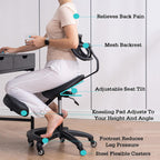 Saddle-Shaped Kneeling Chair,Ergonomic Posture Chair with Backrest and Wheels,45-60cm Adjustable Positions for Home and Office