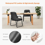 Sweetcrispy Waiting Room Guest Chair, Stationary Office Reception Chairs No Wheel, Comfy Padded Arms and Seld Base, for Conference Room Lobby Home Computer Desk Bedroom Elderly, Deep Black