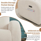Power Nursery Glider Recliner, Swivel Glider Recliner with USB & Type-C Port, Swivel Reclining Nursery Rocker with Double Pockets for Living Room, White,Corduroy