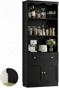 Cyclysio 80" Tall Pantry Cabinet with 3-Tier Open Shelves, Black Kitchen Pantry Storage Cabinet with Drawer, Kitchen Organizer with Built-in Baseboard Notch for Kitchen, Living Room, Bathroom