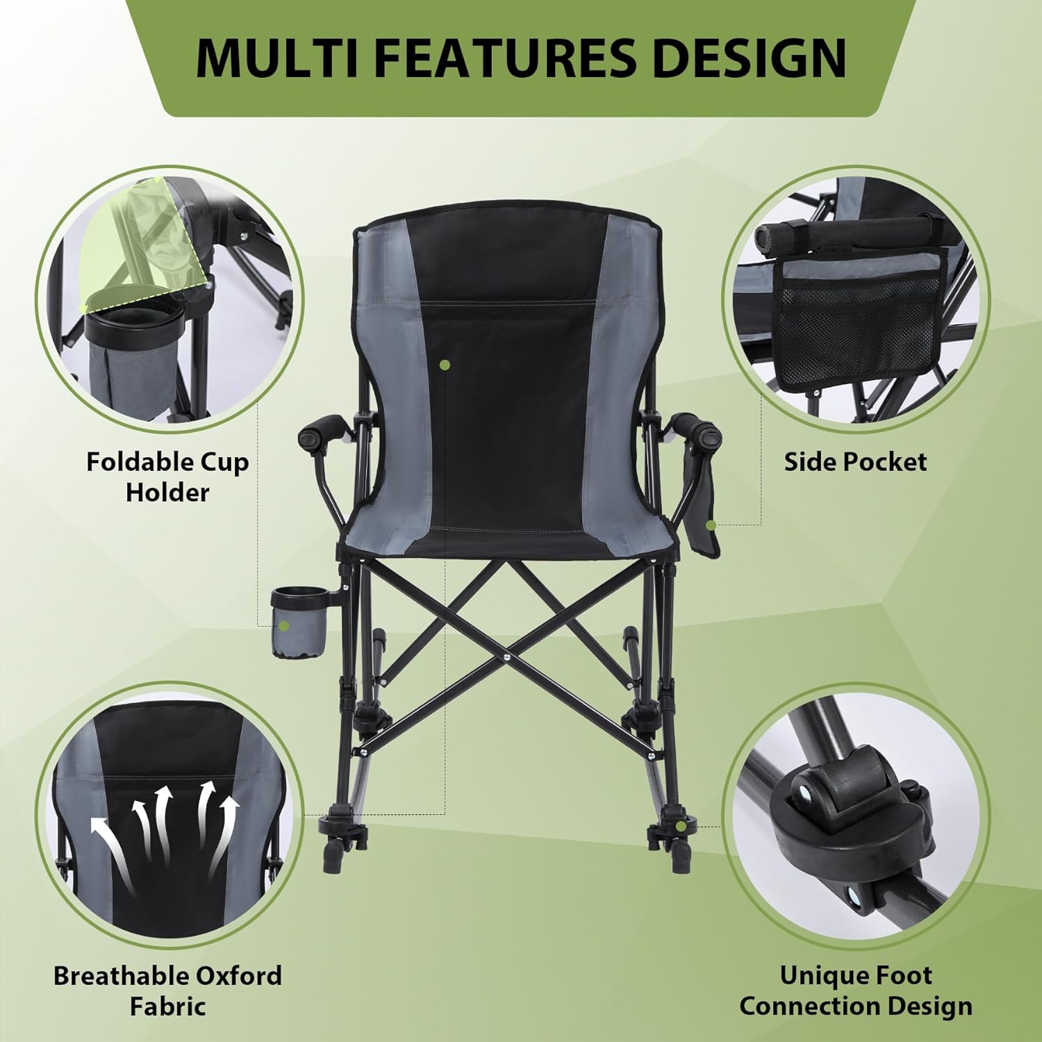 REDCAMP Oversized Folding Camping Chair for Adults Heavy Duty 250/300/330lb, Sturdy Steel Frame Outdoor Camp Chairs Portable Lawn Chair with High Back and Cup Holder