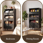 51.2" H Home Coffee Bar Cabinet with 3 Drawers & Open Shelves, Freestanding Liquor Cabinet Storage, Modern Buffet Sideboard, Wine Rack Cabinet, Coffee Station for Kitchen Dining Living Room