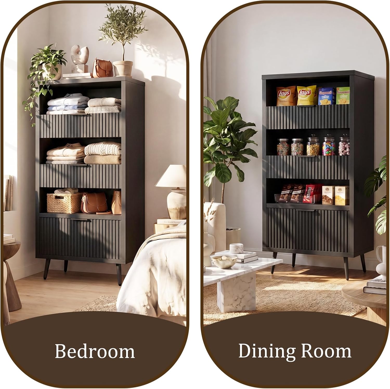 51.2" H Home Coffee Bar Cabinet with 3 Drawers & Open Shelves, Freestanding Liquor Cabinet Storage, Modern Buffet Sideboard, Wine Rack Cabinet, Coffee Station for Kitchen Dining Living Room