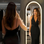 Arched Full Length Mirror with LED Lights, 20"x63" Floor Standing or Wall Mounted Dressing Mirror, 3 Color Lighting Modes for Bedroom, Living Room, Bathroom