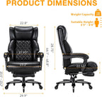 Big and Tall Executive Office Chair 500lbs Heavy Duty PU Leather Desk Chair, Adjustable Height 90°-155° Reclining High Back Computer Chair with Pull Out Footrest & Silent PU Casters for Home Office