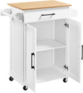 Yaheetech Kitchen Cart with Drawer, Kitchen Island on Wheels with Storage Rack & Cabinets, Microwave Cart for Kitchen with Storage, Rolling Coffee Cart Station, White