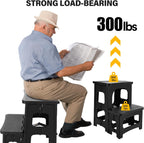 Folding 2-Step Stool for Adults, Non-Slip Collapsible Footstool for Office, Portable Bedside Step Stool, Hold up to 300 lbs, Lightweight & Foldable Step Ladder for Pool Office Home RV