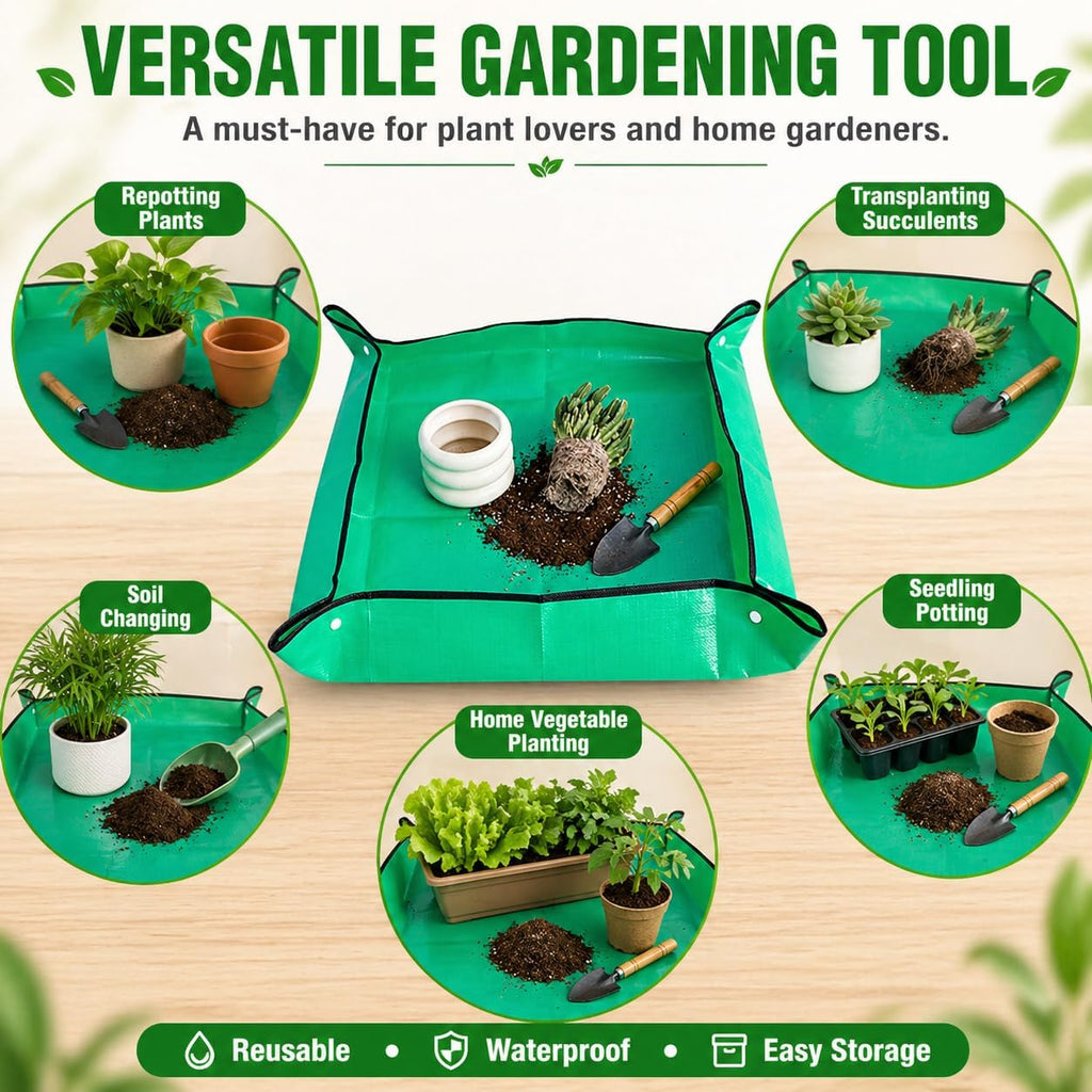 Thickened Waterproof Reusable Garden Mat, 20"X20" Plant Repotting Pad for Soil Changing, Indoor Outdoor Planting, Mess-Free Transplanting Tray, Gardening Gifts for Plant Lovers