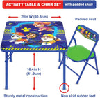 Paw Patrol Table & Chair Set for Toddlers 24-48M, Includes 1 Table & 1 Chair - Sturdy Metal Construction, Table: 20" L x 20" W x 16.4" H, Chair: 12" L x 11.6" W x 17.7" H - Weight Limit: 70 lbs