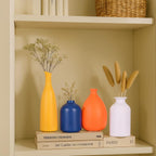 Multi-Color Ceramic Small Bud Vases Set of 4, White Yellow Orange Blue Vase, Modern Minimalism Style Vases for Rustic Home Decor, Ideal Decorative Vases for Living Room, Dining Room, Mantel, Entryway