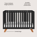 Child Craft SOHO 4-in-1 Crib and Dresser Nursery Set, 2-Piece, Includes 4-in-1 Convertible Crib and 3-Drawer Dresser (Ebony)