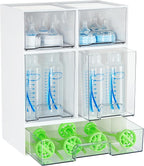 Vtopmart Stackable Storage Drawers Set of 5, Plastic Organizer Bins for Baby Bottle, Beauty Supplies Storage, Ideal for Kichen Countertop, Vanity, Bathroom, Cabinet, Pantry Organization,White