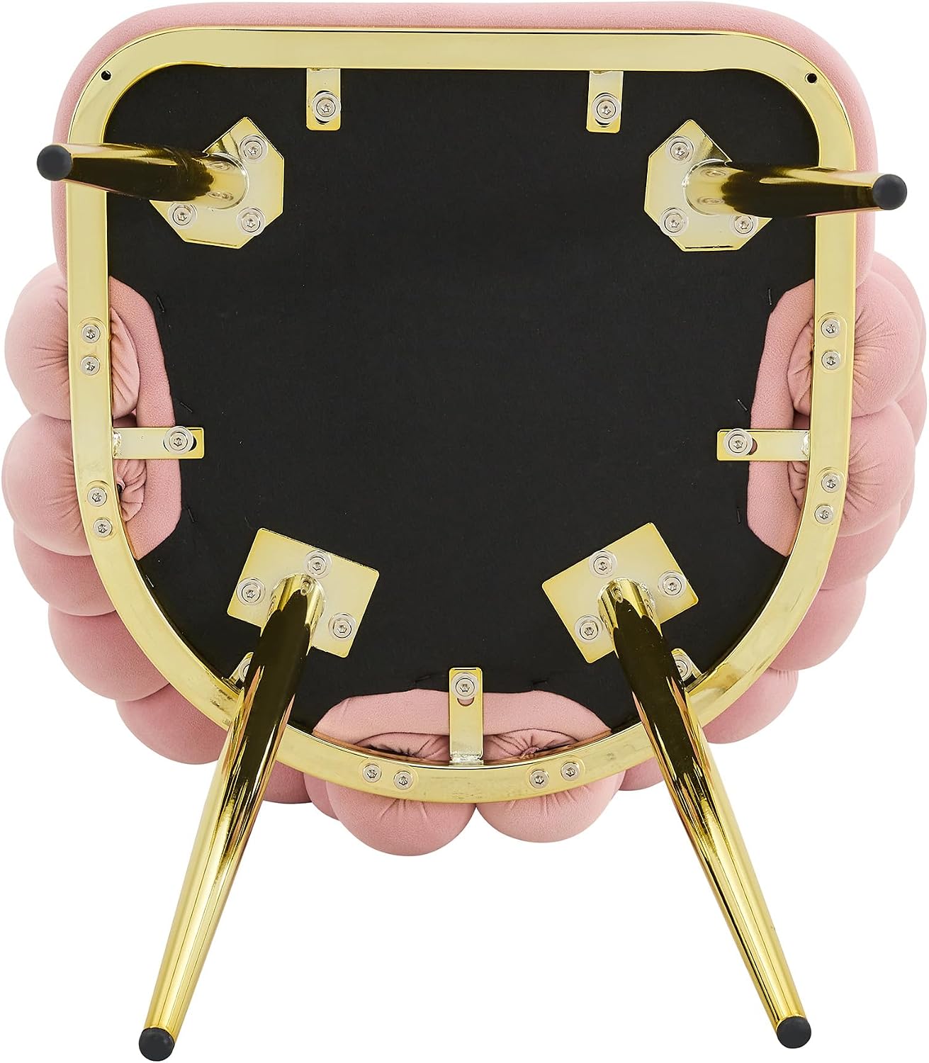 TesNus Velvet Dining Chairs Set of 4, Pink Upholstered Velvet Chairs with Gold Metal Legs, Modern Armchairs with Curved Backrest for Dining Room, Living Room, or Makeup Vanity