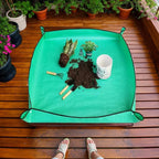 Green Large Foldable Waterproof Potting Mat for Indoor Plants & Succulents - Ideal Transplanting & Repotting Tray, for Plant Lovers and Gardeners (65cm*65cm) (Green)