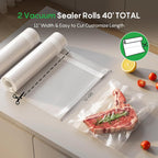 FRESKO Vacuum Sealer Bags Rolls with Write-On Labels, 11" x 20' 2 Pack Bags, BPA Free, Heavy Duty, Customized Size for Food Storage and Sous Vide