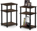 Furinno JUST Side Table, 3-Tier End Table, Open Shelves Night Stand, Bedside Table, Toolless Assembly, for Living Room, Bedroom, Bathroom, Columbia Walnut