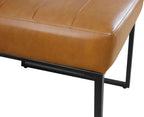 HomePop Channeled Metal Dining Chair | HomePop Home Décor | Single Pack - Caramel Brown Faux Leather