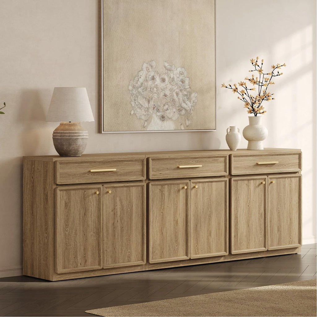 SICOTAS Buffet Cabinet with Storage Tall Modern Accent Storage Cabinet with Doors and Shelves 60 inch Wide Wooden Sideboard Credenza Buffets Console Table Coffee Bar for Kitchen Dining Living Room