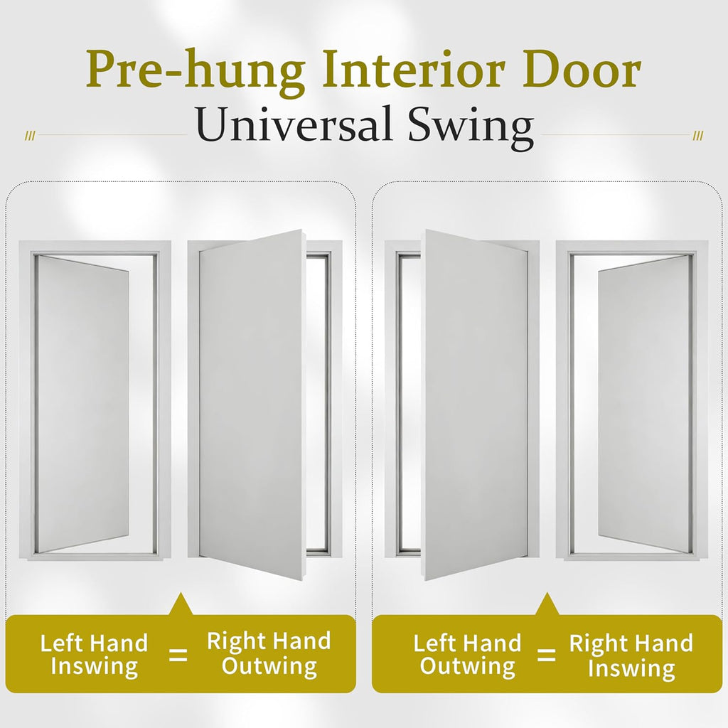 18" x 80" Pantry Door with Prehung Door Jamb, Right-Handed Interior Door, 1-Lite Mirror, White MDF with Hardware Kit