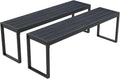 Outdoor Patio Backless Bench Set of 2, 53.2" All-Weather Long Metal Garden Bench Seat for Backyard, Porch,Lawn, Black
