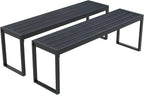 Outdoor Patio Backless Bench Set of 2, 53.2" All-Weather Long Metal Garden Bench Seat for Backyard, Porch,Lawn, Black