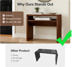 2-in-1 C-Shaped End Table & Side Table, Solid Rubberwood Side Table with Storage Shelf, Small End Table for Sofa Couch, Mid-Century Narrow Nightstand for Living Room Bedroom & Small Spaces