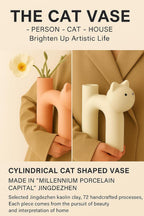 Cat Vase for Flowers, Ceramic Cat Desk Decor for Home & Office, Minimalist Flower Vase for Dried Plants, Cat Lover Gifts for Women, Cat Mom Gifts, Gifts for Cat Lovers, Cute Home Decor Small Vase