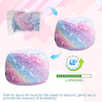 COMAX Bean Bag Chair for Kids, Toddler Beanbag Bed Unicorn, Convertible Children Bean Chair to Floor Mattress with Filler, Stuffed Child Bean Bags for Girl Boy Sleeping, Colorful Rainbow