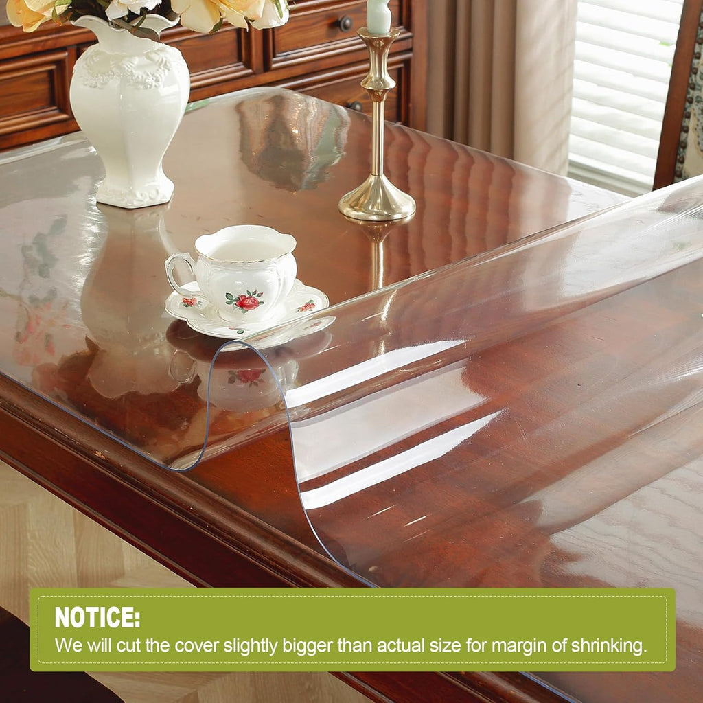 OstepDecor 24 x 48 Inch Clear Table Cover Protector, 2mm Thick Clear Plastic Table Cover, Waterproof Dining Table Protector, PVC Vinyl Desk Mat Pad for Coffee, Dining, Dresser & Nightstand Tops