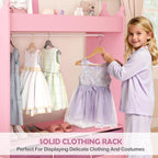 COSVALVE Kids Dress Up Storage with Mirror and Drawers, Kid Armoire Dresser, Pretend Storage Closet for Kids, Costume Wardrobe with Top Shelf for Playroom Bedroom, Lovely Pink