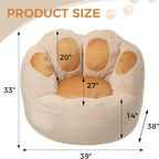Achicsofar Bean Bag Chair for Adults Teens, Giant Faux Fur Beanbag Chairs | Cat's Paw Shape, Memory Foam Filled, Beige, Accent Floor Sofa, for Reading, Gaming, Relaxing, in Living Room, Bedroom, Dorm