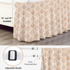 Vintage Boho Bed Skirt Cal King Size Bed Skirting 18 Inch Drop Adjustable Elastic Dust Ruffles Wrap Around Bedskirt Farmhouse Chic Traditional Floral Pattern Bedding Frame Cover for Cal King Size