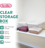 Sterilite 12 Pack Storage Boxes, Clear Plastic Stackable Containers, Lightweight Home Organizers with Snap Lids, 20 Quart, White