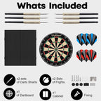 Panana Steel Tip Dartboard Cabinet Set with 6 Darts, 2 Sets of Flights, and Scoreboard Doors for Family Game Pub Target Board