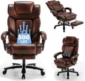 Big and Tall Recliner Office Chair with Footrest, Wide Seat Heavy Duty Reclining Office Desk Chair for 500lbs Heavy People, Black Brown