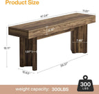 Tribesigns 47" Wooden Entryway Bench, Farmhouse Indoor End of Bed Bench, Long Table Benches Seat for Bedroom, Hallway, Foyer, End of Bed (Dark Brown)