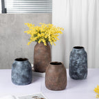 Briful Tall Rustic Ceramic Vase 9.6” – Vintage Distressed Pottery Flower Vase with Antique White-Wash Finish – Farmhouse Table Decor & Shelf Accent (Not Waterproof), Brown
