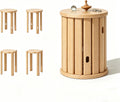 Stackable Stools Set of 4,Round Wood Stool Side Table/18 H Stackable End Tables,Versatile as Side Table Stool Chairs,Bedside Table,Coffee Table (Natural Color)