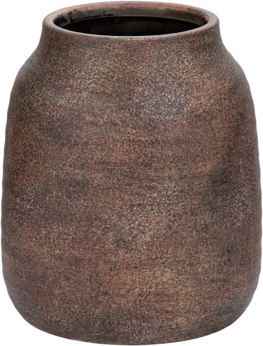 Briful Rustic Ceramic Vase 7” Tall – Handcrafted Vintage Pottery Flower Vase with Distressed White-Wash Finish – Farmhouse Decorative Accent for Table, Shelf, Mantel (Not Watertight), Brown