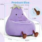 DUMOS Kids Bean Bag Chair, Stuffed Toddler Couch with Faux Rabbit Fur Cover for Teens & Kids, Comfy Lazy Sofa Chair for Reader, Living Room, Bedroom, Aged 4-12 Years, 31 Inch, Purple
