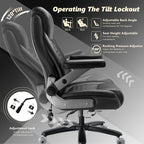 700LBS Large Heavy Duty Office Chair with 5D Flip Arms, Comfy Big and Tall Executive Office Desk Chair with Pocket Spring Cushion, High Back Computer Chair with Lumbar Support,Dual Rubber Wheel