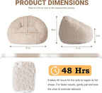 CangLong Large Bean Bag Chair with Filler, Plush Fluffy Shell Design Lounger for Adults, Ergonomic Reading Gaming Chair for Bedroom, Living Room, Dorm, Game - Taupe, 400lbs Support