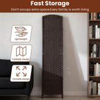 FDW Room Divider 4 Panel Screen 5.6 Ft Tall Partition Privacy Screens Folding Room Separation Free Standing Waterproof Wood Frame Wall Divider, Dark Brown